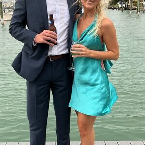 Lena Turquoise Satin Dress